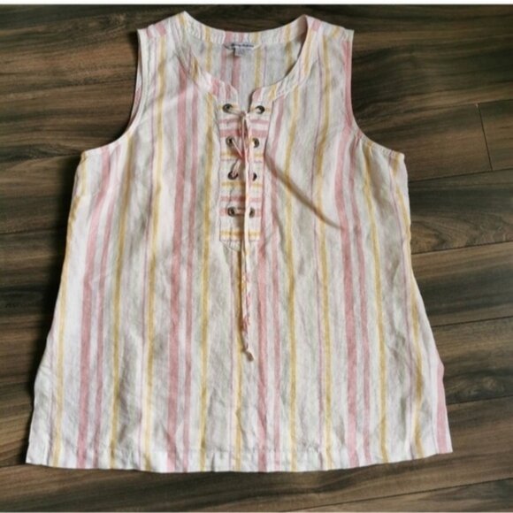 Tommy Bahama Linen pastel striped top Large - Picture 2 of 11